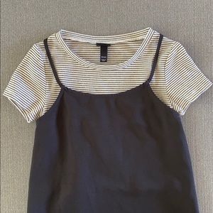 art class | black slip dress with T-shirt